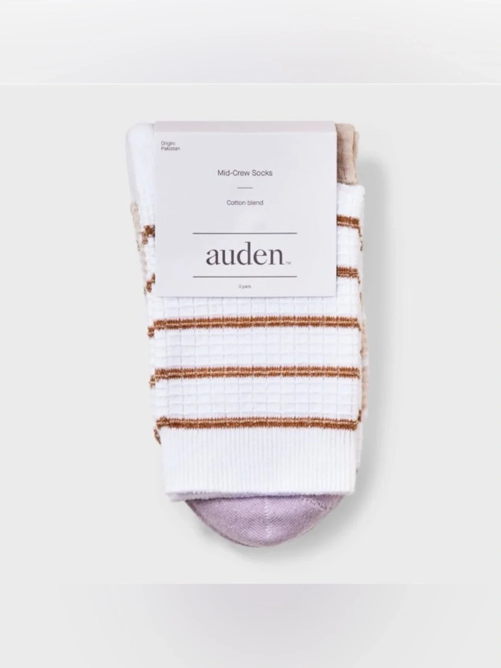 Auden Waffle Stripes Textured Mid Crew Socks 3 Pairs